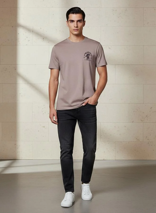 سبلاش فيڤ Men Regular Fit Crew Neck Short Sleeve Printed T-shirt